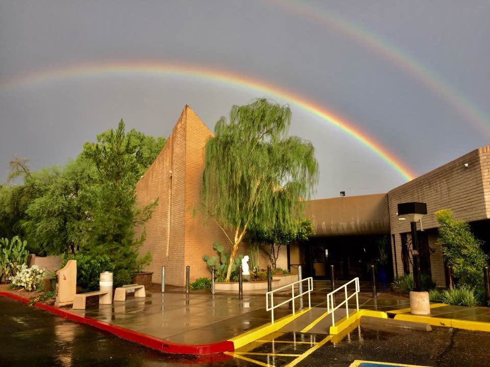 August 3 2017 Temple Solel after the rain double rainbow
